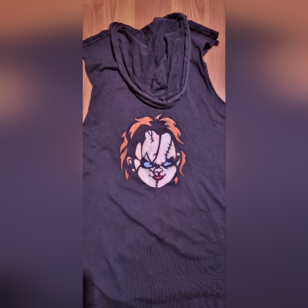 Cotton On Garments Oversized Sleeveless T-Shirt Hoodie W Chucky Print S/P